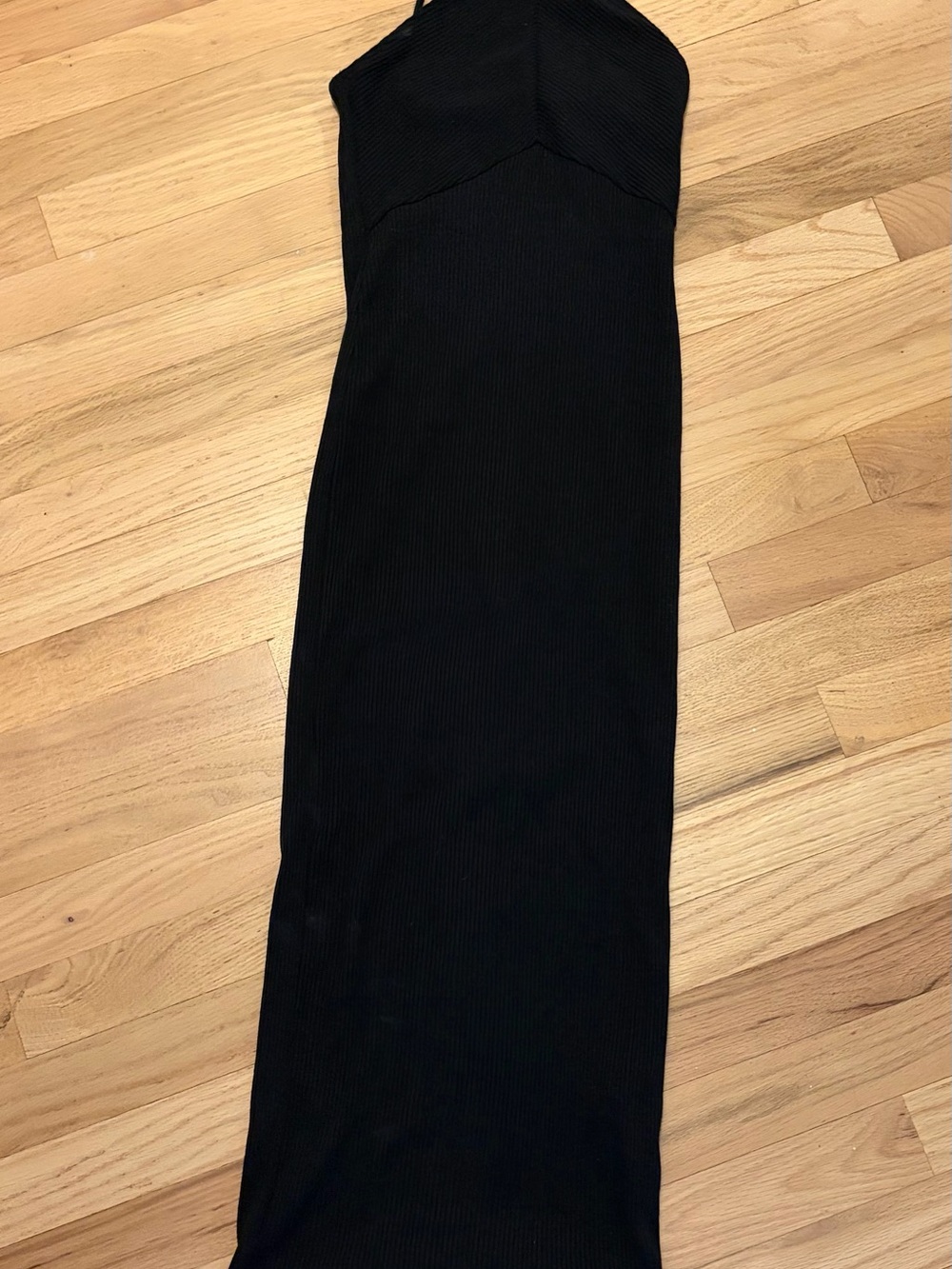 Zara Black Ribbed Maxi Dress